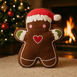 Nicholas Square Gingerbread Man Decorative Pillow 13" x 18" Brown Corduroy